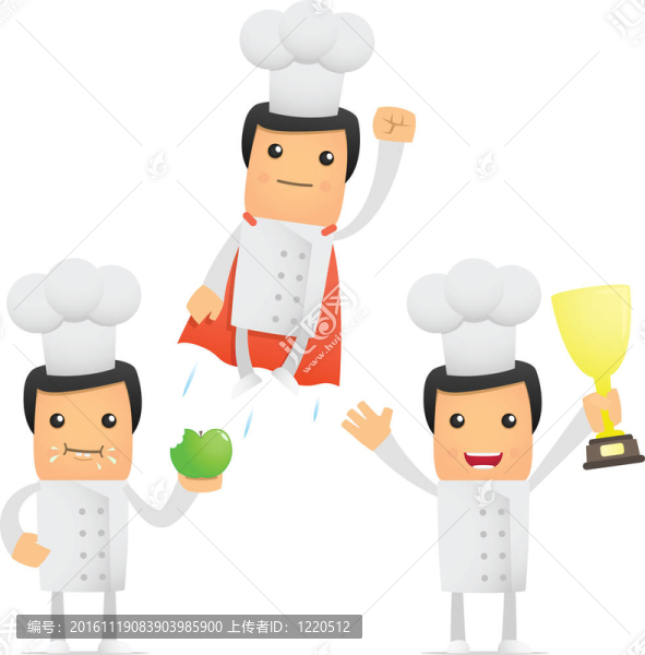 套有趣的卡通廚師