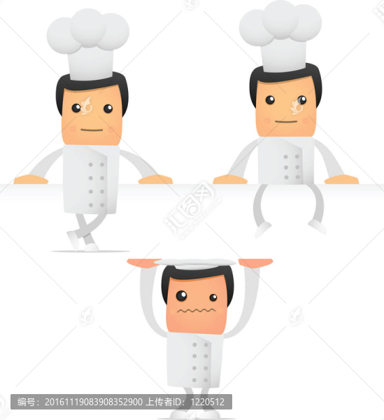 套有趣的卡通廚師