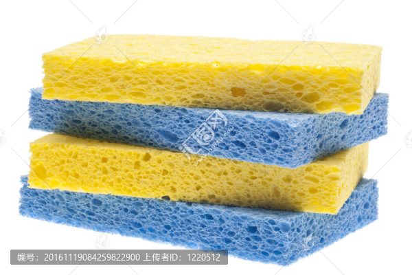 Blue和黃色海綿堆