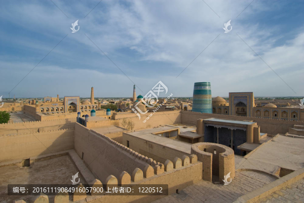 對希瓦古城全景；烏茲別克斯坦