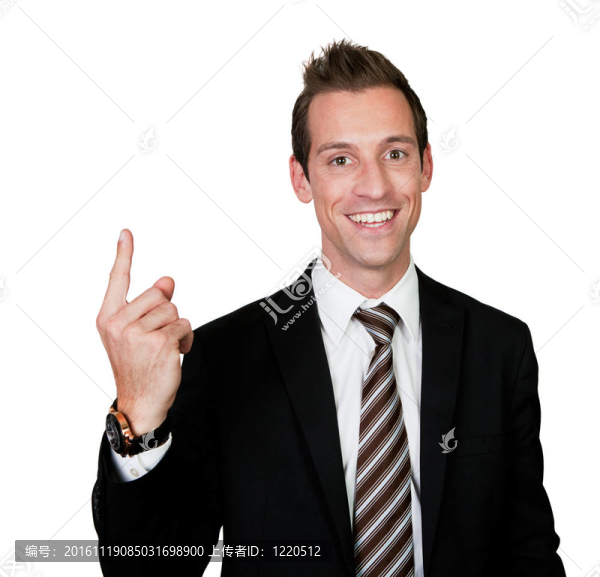手指指向的商人