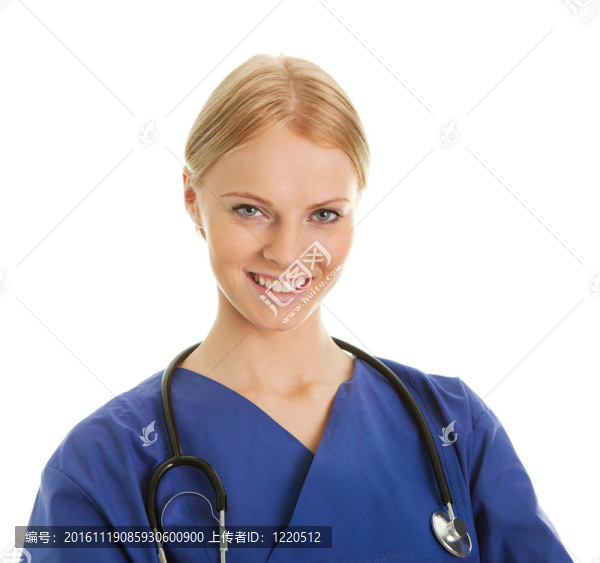 女人微笑的護(hù)士聽診器