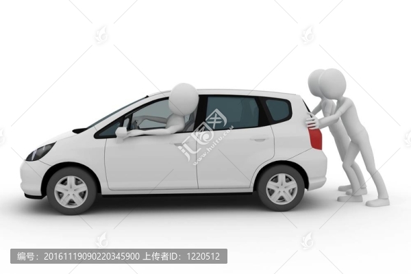 3D男子幫助推一輛故障車