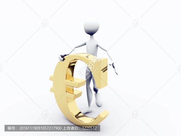 在白色背景上孤立的歐元符號的人