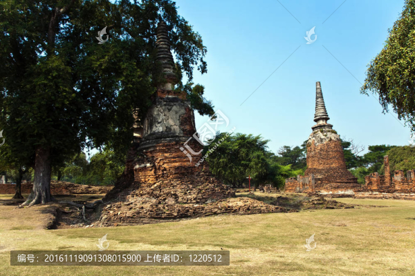 著名的寺Wat,Phra,Si,sanphet；在Ajutthaya皇家宮殿