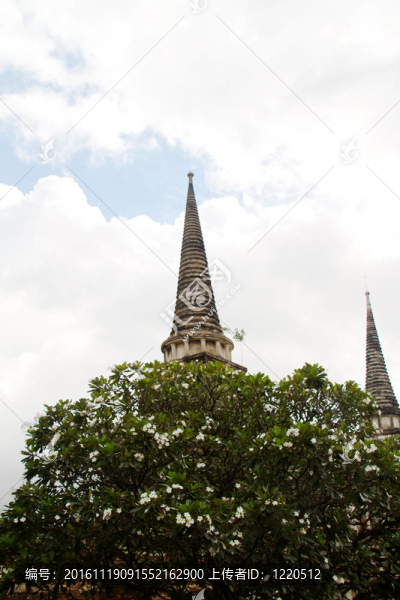 在Wat,chaiwattanaram寺塔；Ayutthaya；泰國