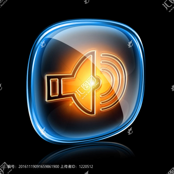 揚(yáng)聲器圖標(biāo)霓虹燈；黑色背景隔離。