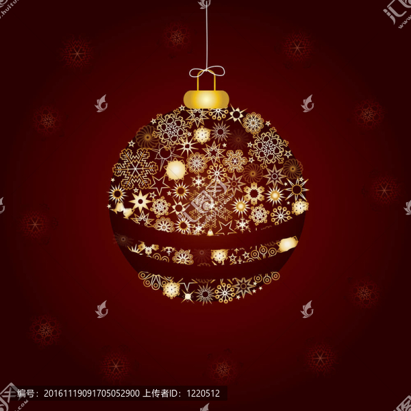 金色雪花的圣誕裝飾；插畫