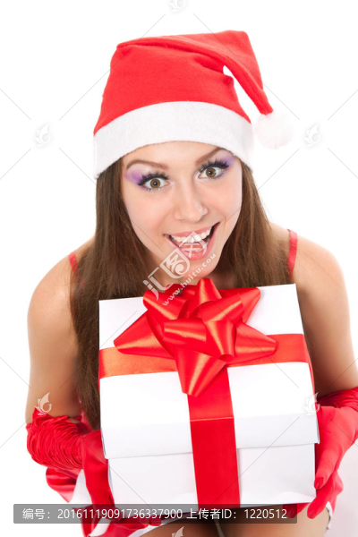 圣誕女孩在紅色圣誕帽
