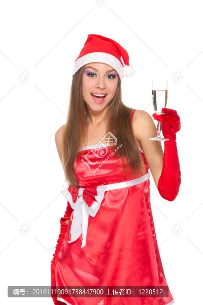 圣誕女孩在紅色圣誕帽