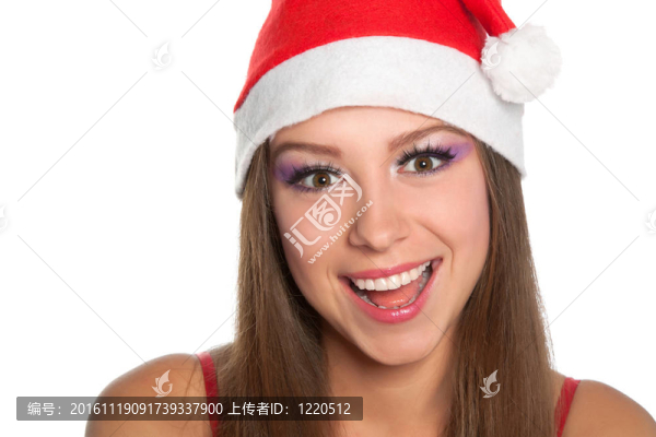 圣誕女孩在紅色圣誕帽