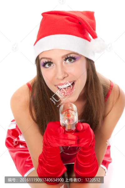 圣誕女孩在紅色圣誕帽