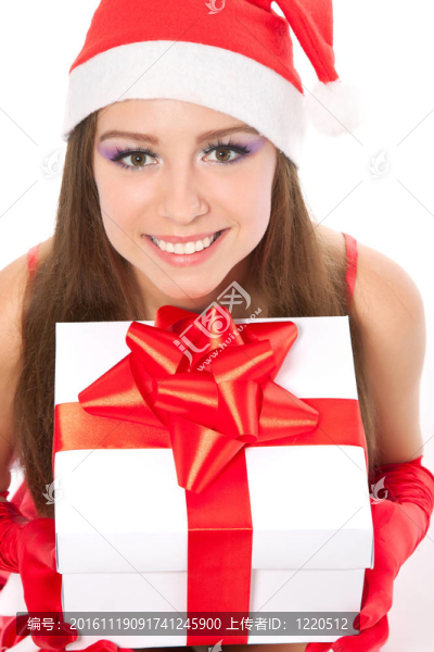 圣誕女孩在紅色圣誕帽