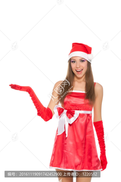 圣誕女孩在紅色圣誕帽