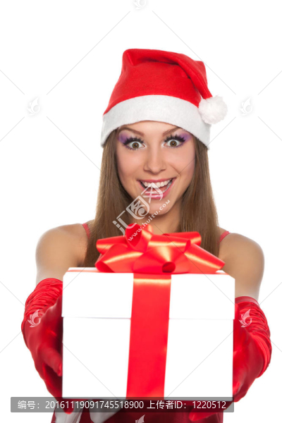 圣誕女孩在紅色圣誕帽