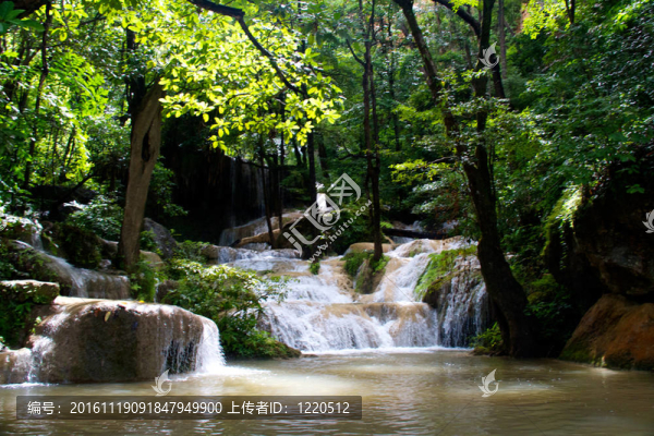 Erawan,Waterfall；Kanchanaburi；泰國(guó)
