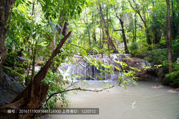 Erawan,Waterfall；Kanchanaburi；泰國(guó)