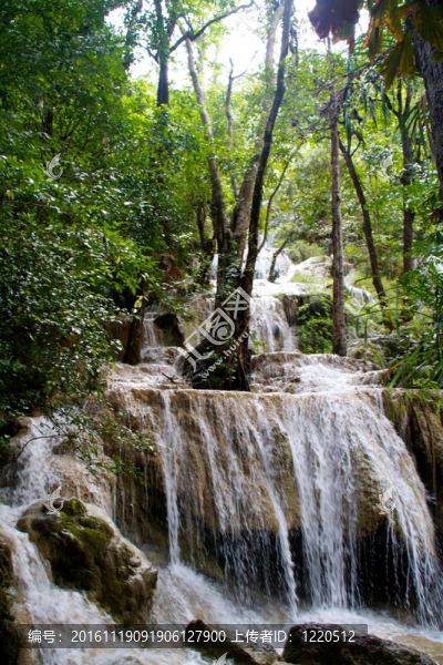 Erawan,Waterfall；Kanchanaburi；泰國(guó)