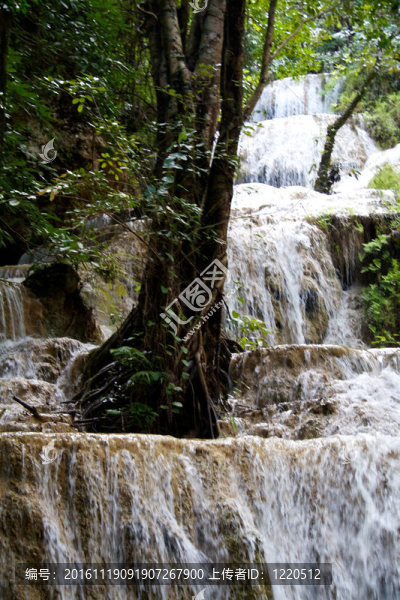 Erawan,Waterfall；Kanchanaburi；泰國(guó)