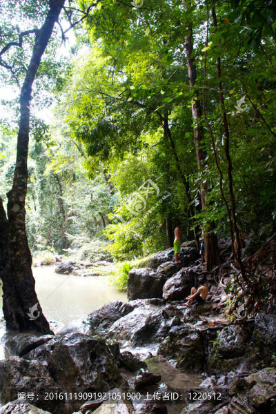 Erawan,Waterfall；Kanchanaburi；泰國(guó)