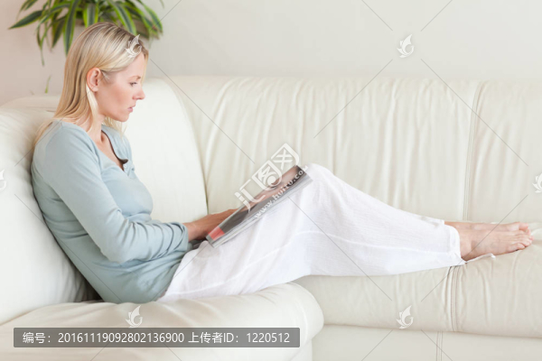 側面看女人沙發(fā)上的目錄