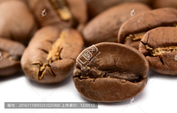 咖啡豆在白色背景的特寫-匯圖網(wǎng) www.fosd68.com 咖啡豆在白色背景的特寫