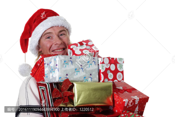 與抱禮物的圣誕老人