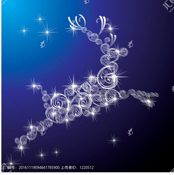 圣誕鹿；星空背景