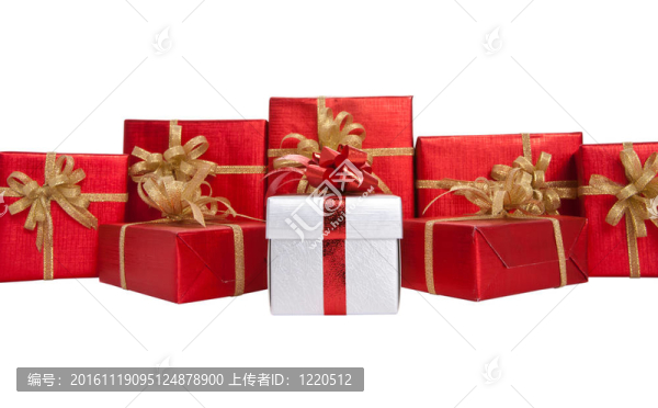 白色背景的紅色禮品盒