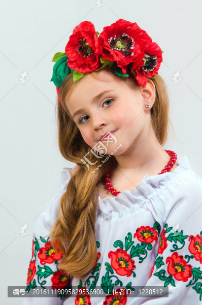 白色背景上的女孩