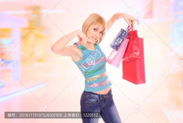 購物性感女孩微笑
