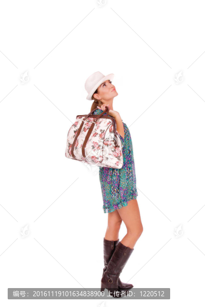 美麗的年輕女子孤立在白色