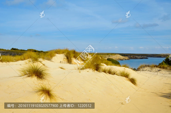 在梅諾卡島的兒子紹拉海灘觀；巴利阿里群島；西班牙