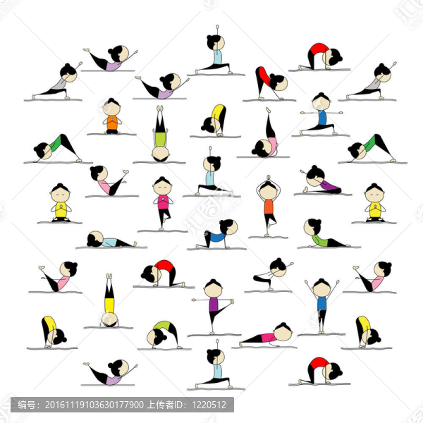 練習瑜伽的人；25種姿勢適合你的設計