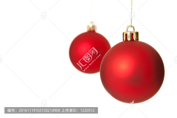 兩個(gè)紅色的圣誕樹球紋飾