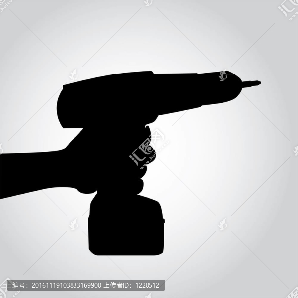 剪影無繩電鉆在手-插圖