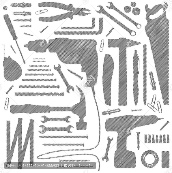 DYI工具剪影插圖