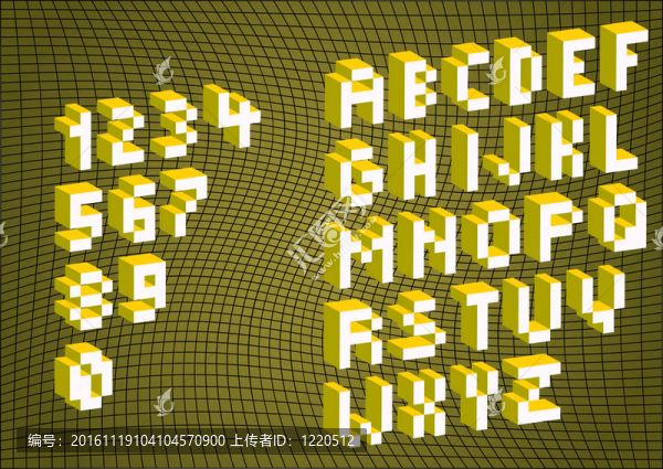 3D像素字母和數(shù)字-插圖