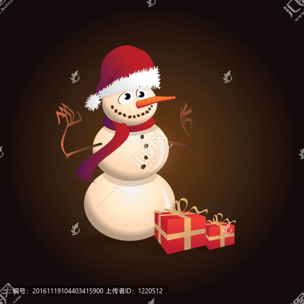 圣誕明信片與雪人-插圖