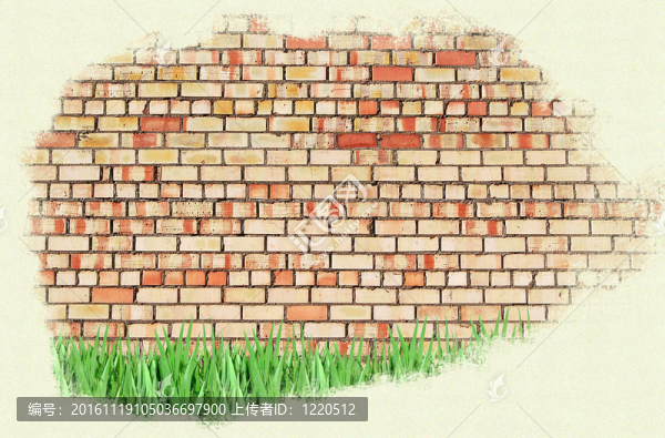 舊磚墻和新的綠草