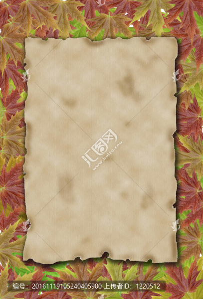 秋天背景與空白舊紙和樹(shù)葉