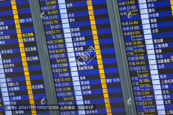 機(jī)場(chǎng)飛行到達(dá)板；抽象圖像。