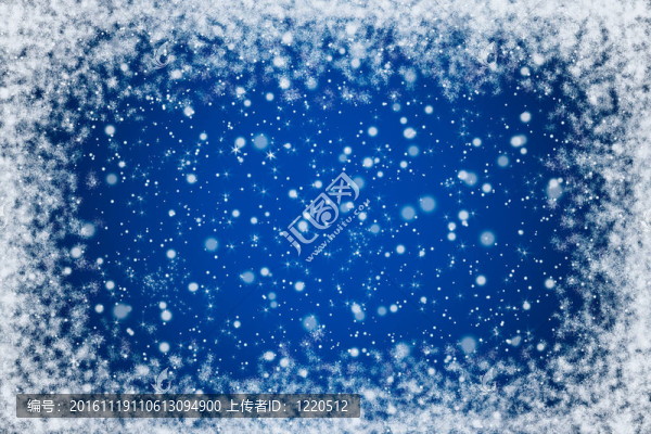藍(lán)色的夜空，星星和雪