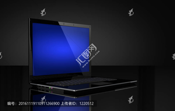 帶有黑色藍(lán)色屏幕的筆記本電腦