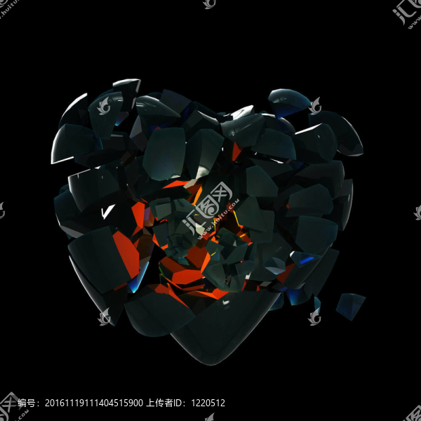 破碎的黑色玻璃心
