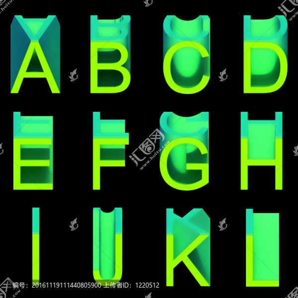 字母：軟蠟綠色字母