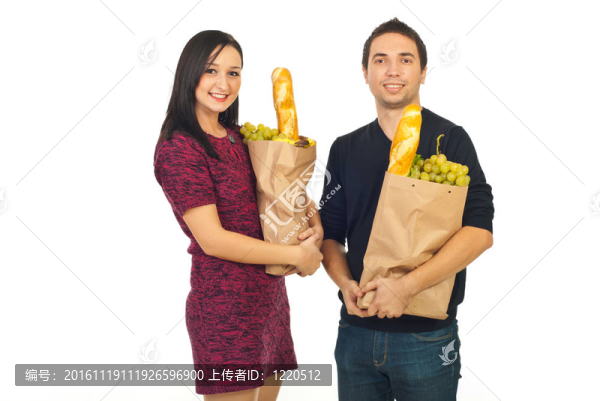 幸福的夫婦購(gòu)物食品