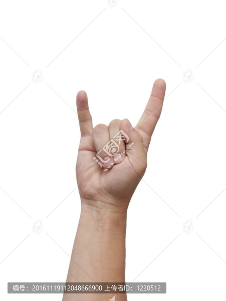 一個(gè)人的手給搖滾的跡象。