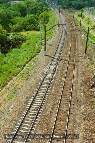 景觀:綠色樹(shù)木之間的鐵路-匯圖網(wǎng) www.fosd68.com 景觀:綠色樹(shù)木之間的鐵路