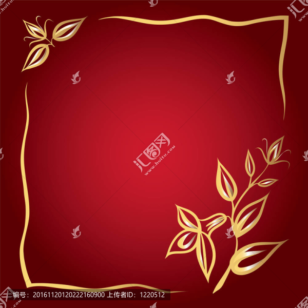 紅色背景的金色花框架